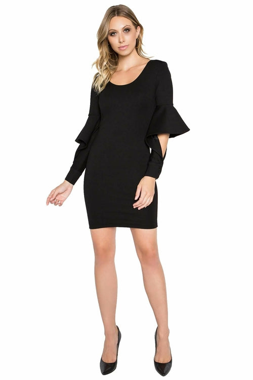 Jayla Dress - Mini body conscious dress with novelty cuffed bell - Life's Fun Treasures
