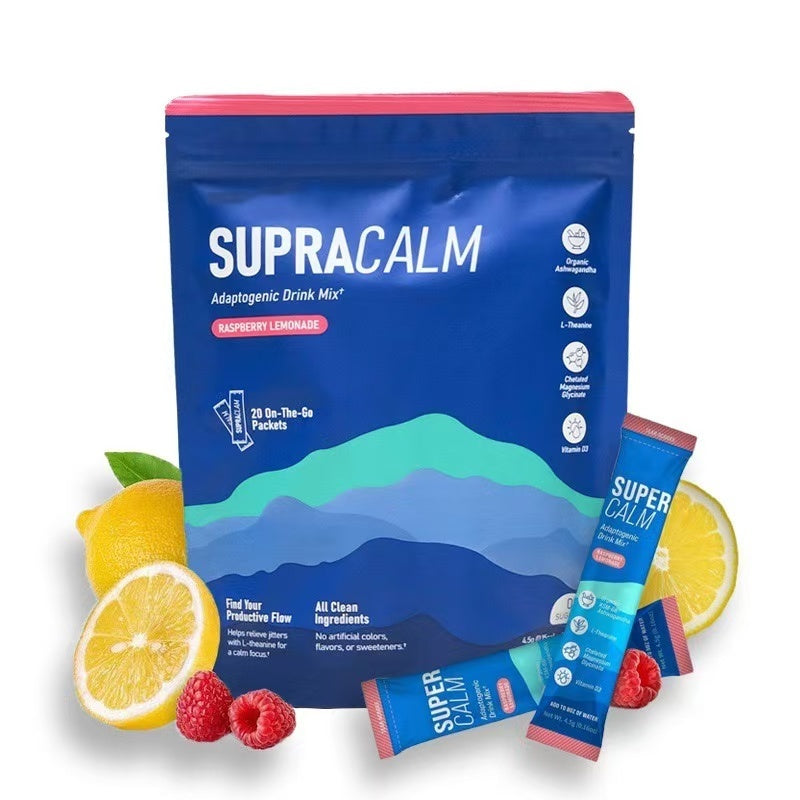 Nello Supercalm Powdered Drink Mix, Raspberry Lemonade, L Theanine, Ksm-66 Ashwagandha, Magnesium Glycinate, Vitamin D 3, Supplements For Relaxation & Focus, No Sugar, Non GMO, On The Go.