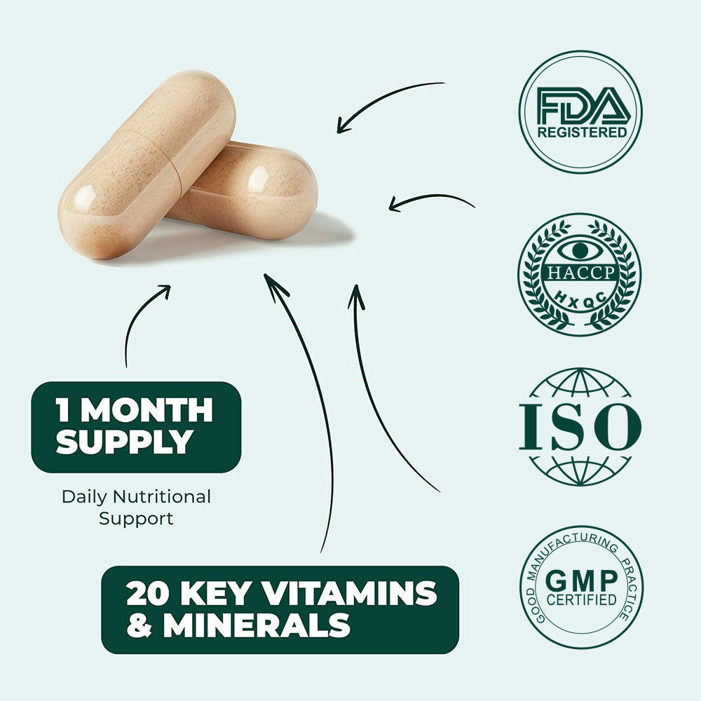 Multivitamin For Men - Complete Mens Multivitamins & Multiminerals With Vitamin A, C, D, E, B12, Zinc & More Essential Vitamins For Men - Mens Vitamins For Energy, Focus, And Mens Health. 60 Capsules.