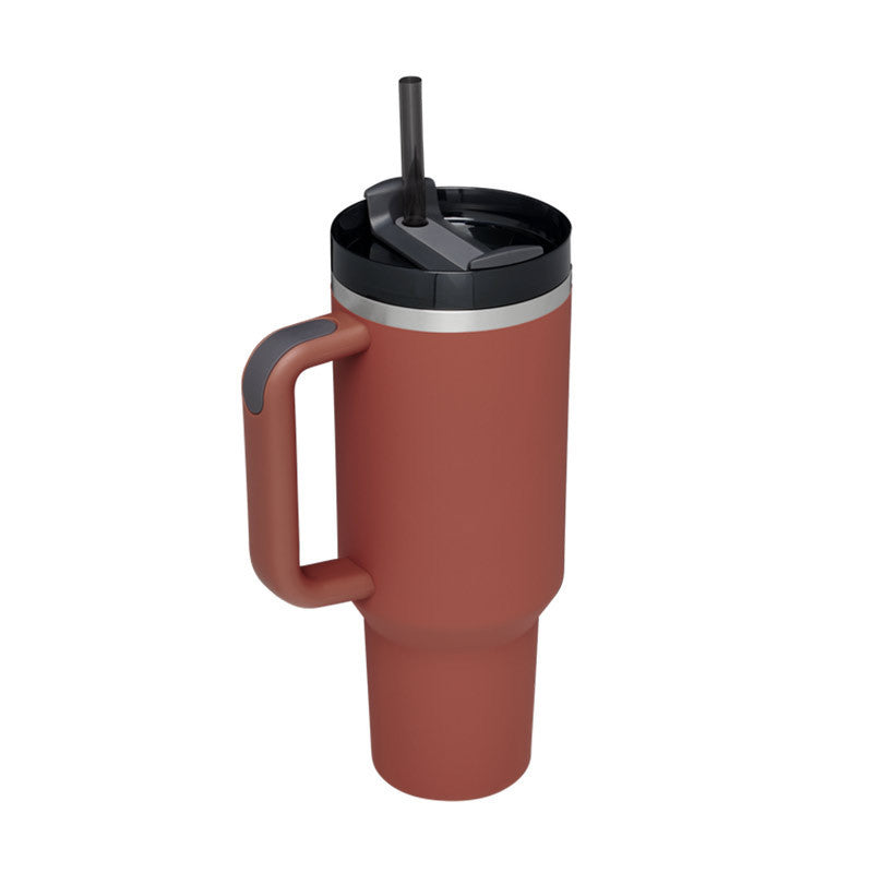 40 Oz Tumbler With Handle Straw Insulated, Stainless Steel Spill Proof Vacuum Coffee Cup Tumbler With Lid Tapered Mug Gifts For Valentine Lover Suitable For Car Gym Office Travel.
