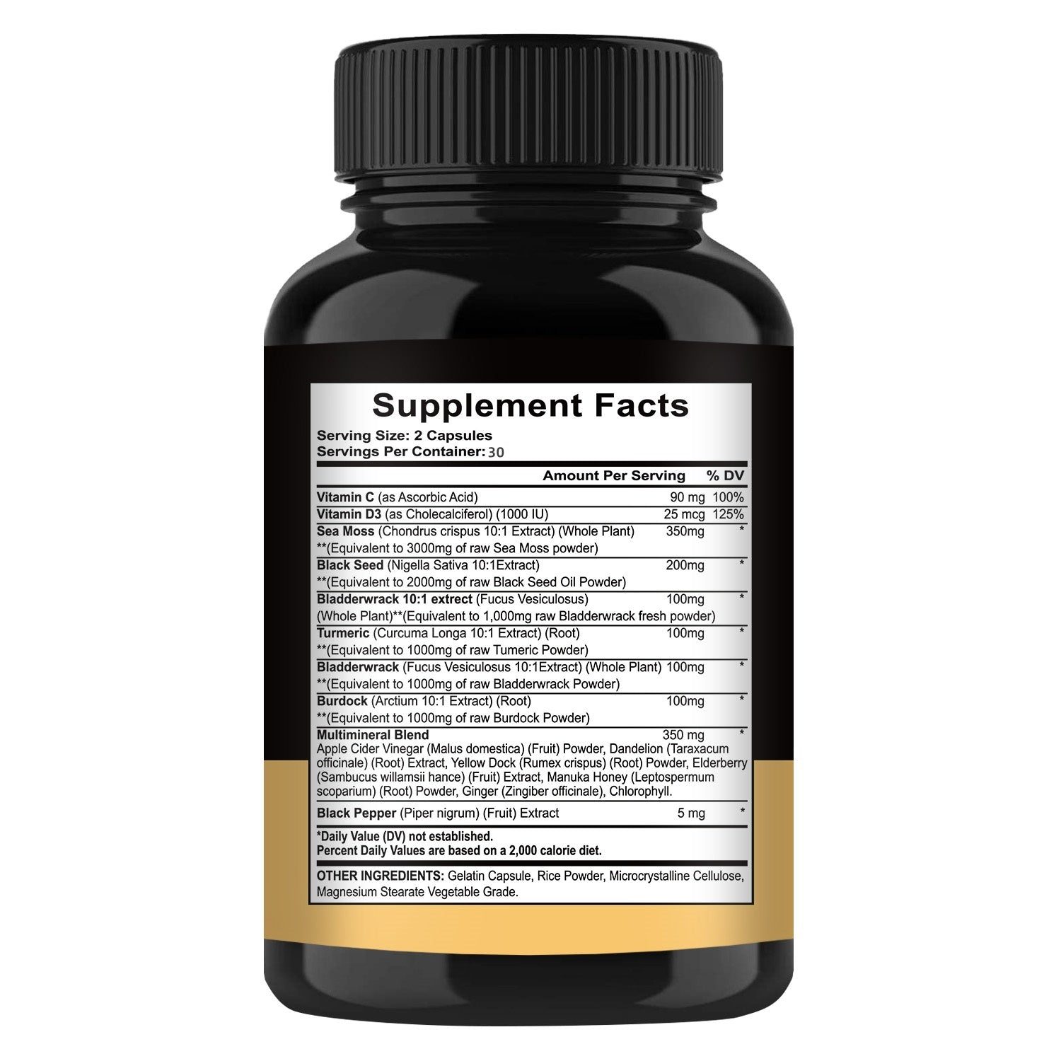 Black Seed Oil Bladder Wrack Turmeric 16-in-1 Supplements Joint Support Sea Moss Capsule.