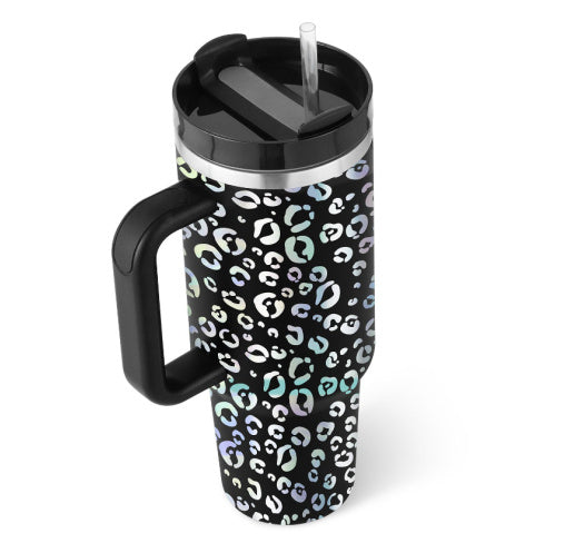 40 Oz Tumbler With Handle Straw Insulated, Stainless Steel Spill Proof Vacuum Coffee Cup Tumbler With Lid Tapered Mug Gifts For Valentine Lover Suitable For Car Gym Office Travel.