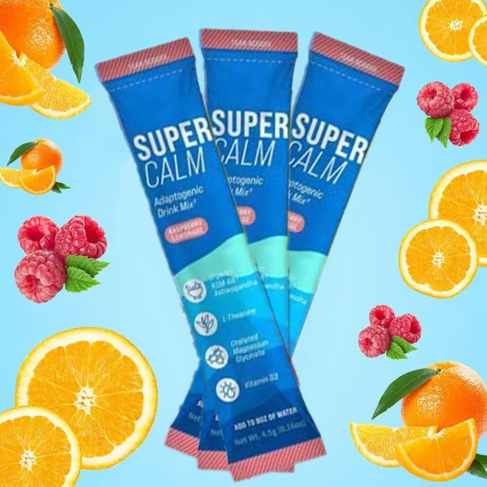 Nello Supercalm Powdered Drink Mix, Raspberry Lemonade, L Theanine, Ksm-66 Ashwagandha, Magnesium Glycinate, Vitamin D 3, Supplements For Relaxation & Focus, No Sugar, Non GMO, On The Go.