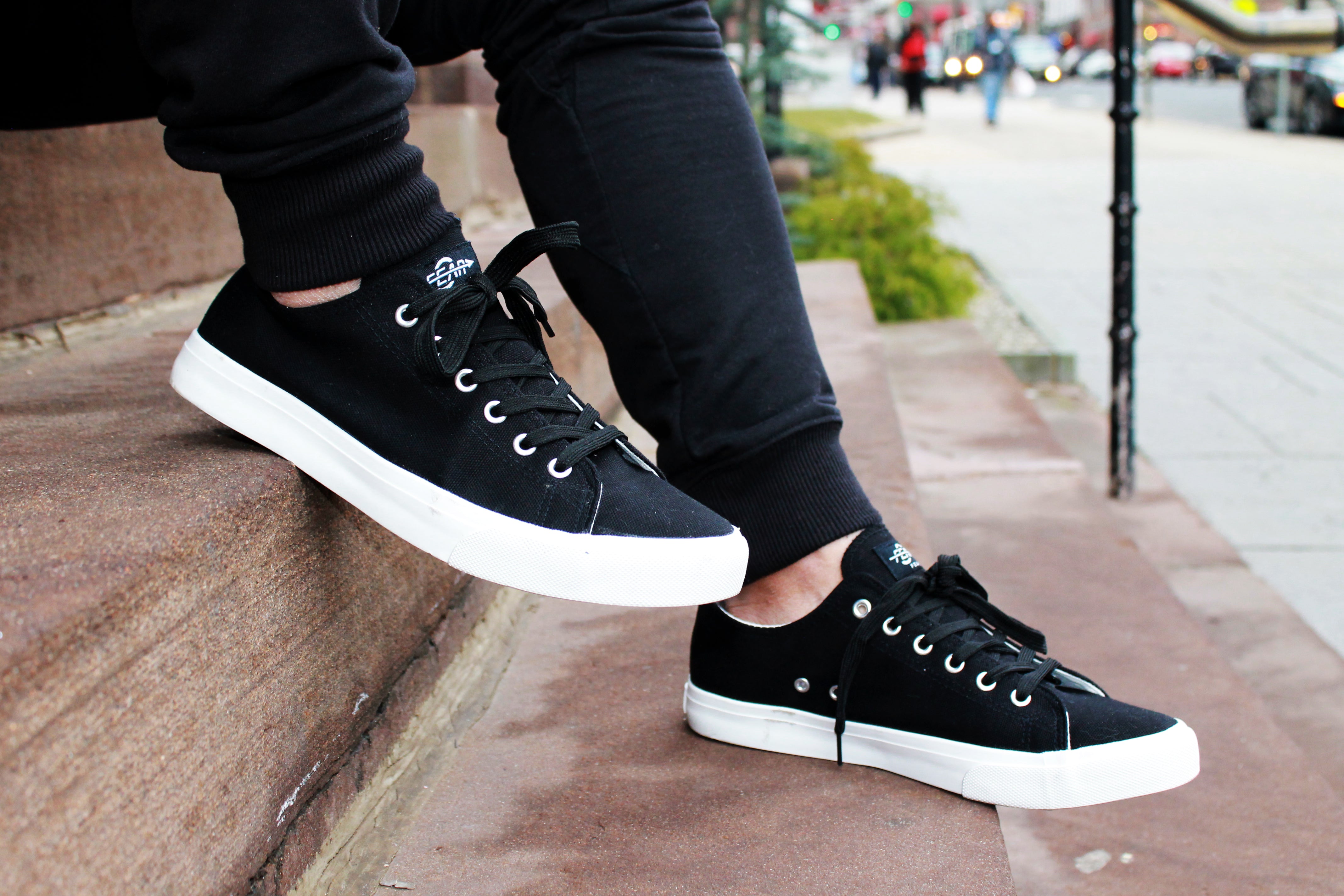 Retro Black/White Canvas Sneakers Unisex Size - Cushioned Insole - Life's Fun Treasures
