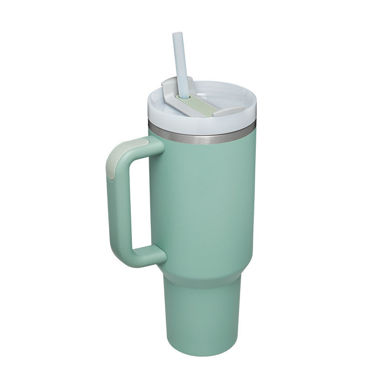 40 Oz Tumbler With Handle Straw Insulated, Stainless Steel Spill Proof Vacuum Coffee Cup Tumbler With Lid Tapered Mug Gifts For Valentine Lover Suitable For Car Gym Office Travel.