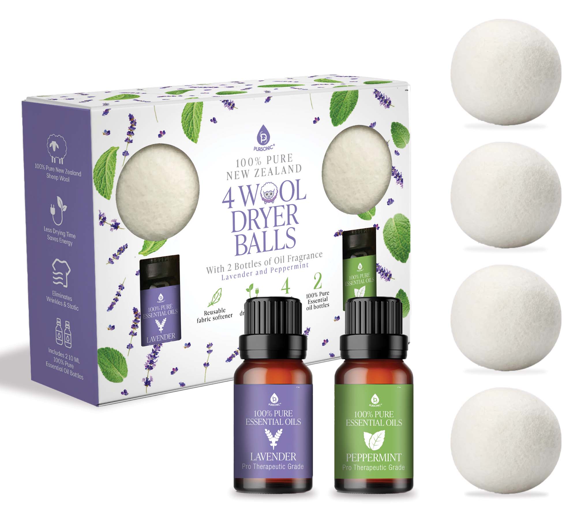 Wool Dryer Balls Bundle - Reusable Laundry Balls Made from Pure New - Life's Fun Treasures