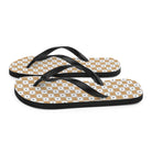 Beige and White Chequered Design. Flip-Flops - Life's Fun Treasures