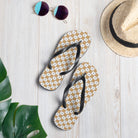 Beige and White Chequered Design. Flip-Flops - Life's Fun Treasures