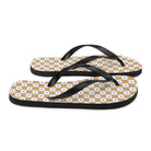 Beige and White Chequered Design. Flip-Flops - Life's Fun Treasures