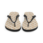 Beige and White Chequered Design. Flip-Flops - Life's Fun Treasures