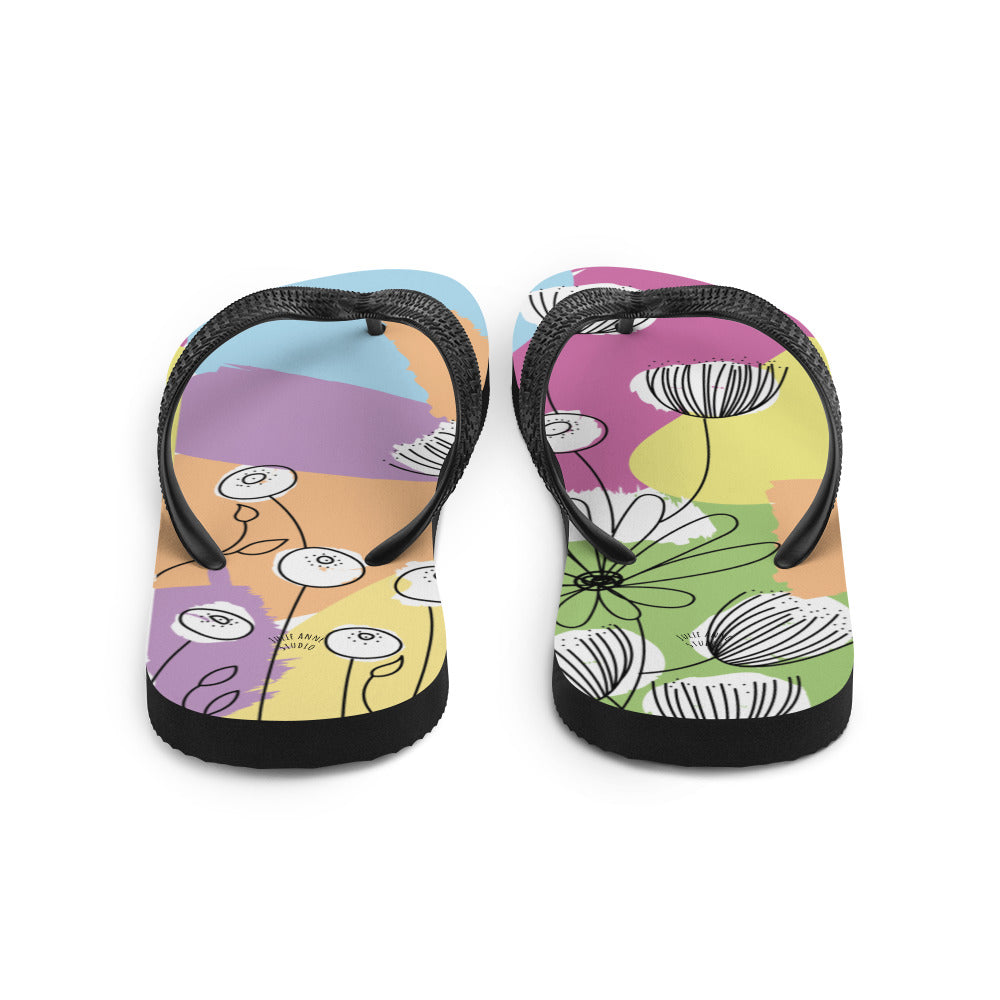 Pretty Pastel Flower Print Flip-Flops - Life's Fun Treasures