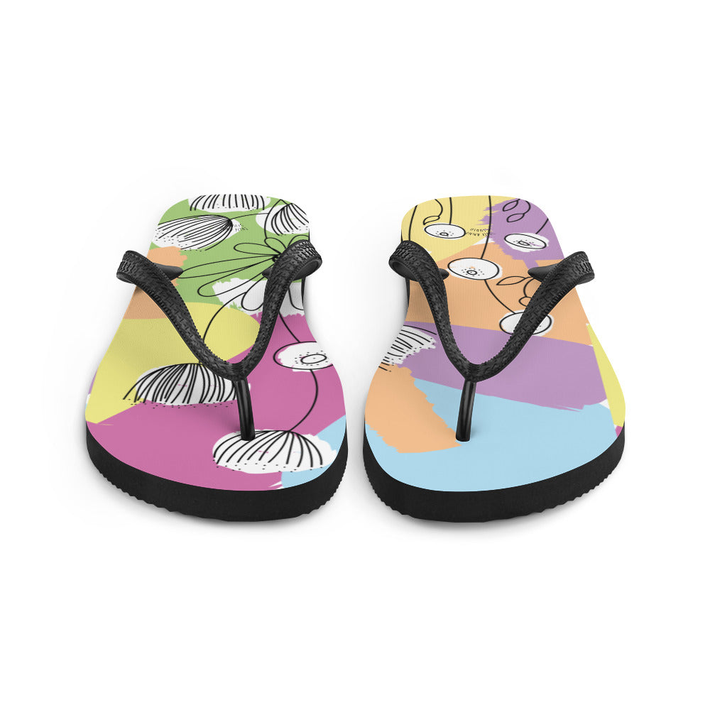 Pretty Pastel Flower Print Flip-Flops - Life's Fun Treasures