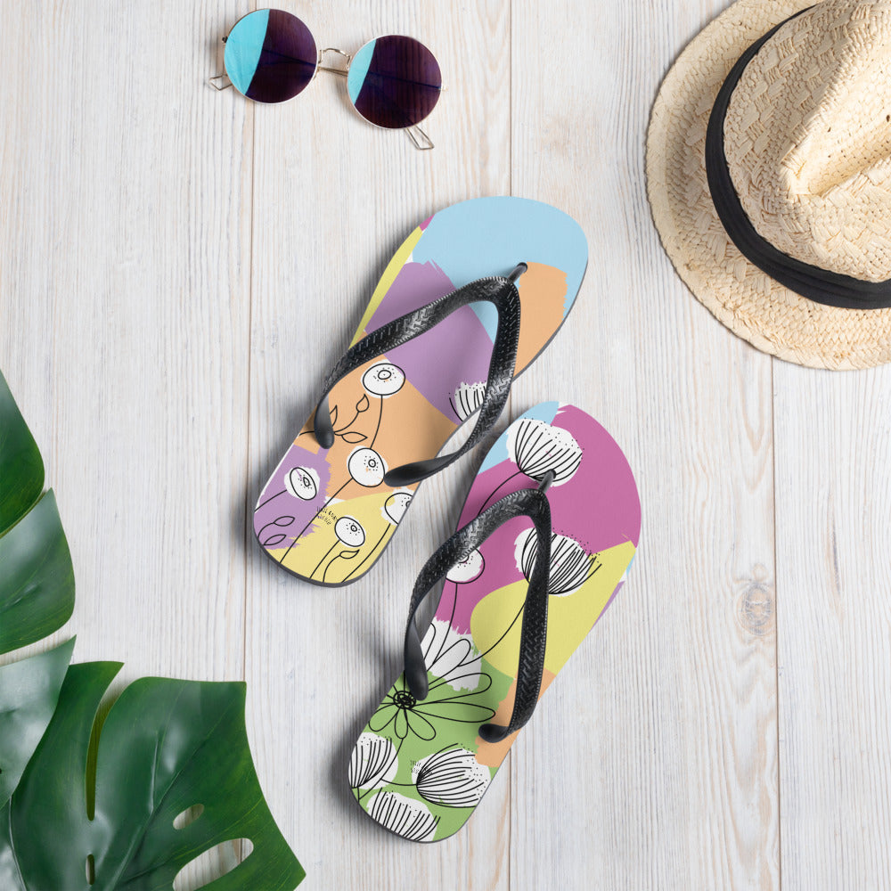 Pretty Pastel Flower Print Flip-Flops - Life's Fun Treasures