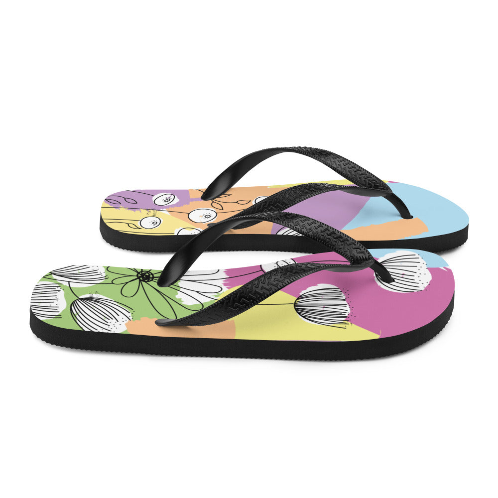 Pretty Pastel Flower Print Flip-Flops - Life's Fun Treasures