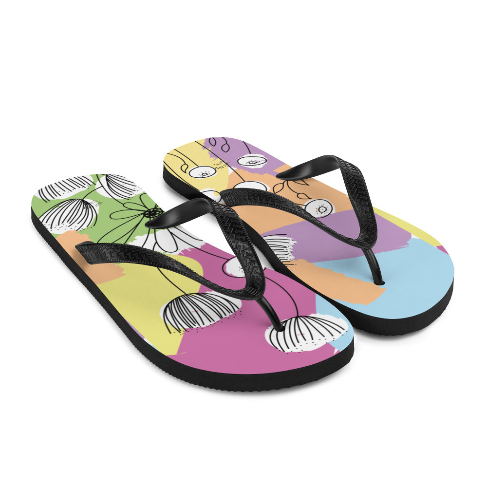 Pretty Pastel Flower Print Flip-Flops - Life's Fun Treasures