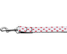 Pet Dog & Cat Nylon Collar or Leash, "White and Red Dotty Hearts" - Life's Fun Treasures