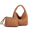PU Leather Hand-woven Handbag 2 in 1 Single-shoulder Messenger - Life's Fun Treasures