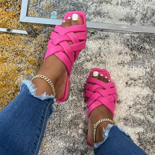 Summer Leather Flat Beach Slides Outdoor Casual  Women Slippers - Life's Fun Treasures