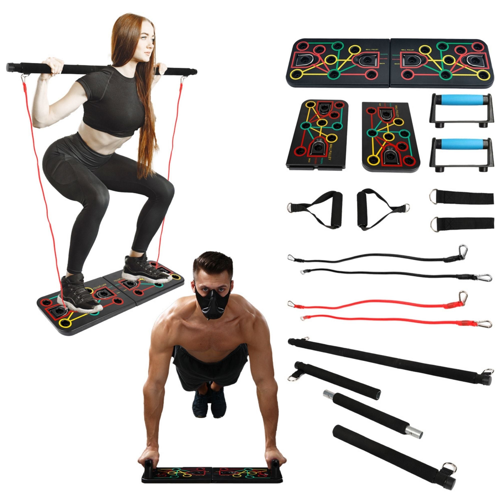 9 in 1 Push Up Rack Board System Fitness Workout Train Gym Exercise.