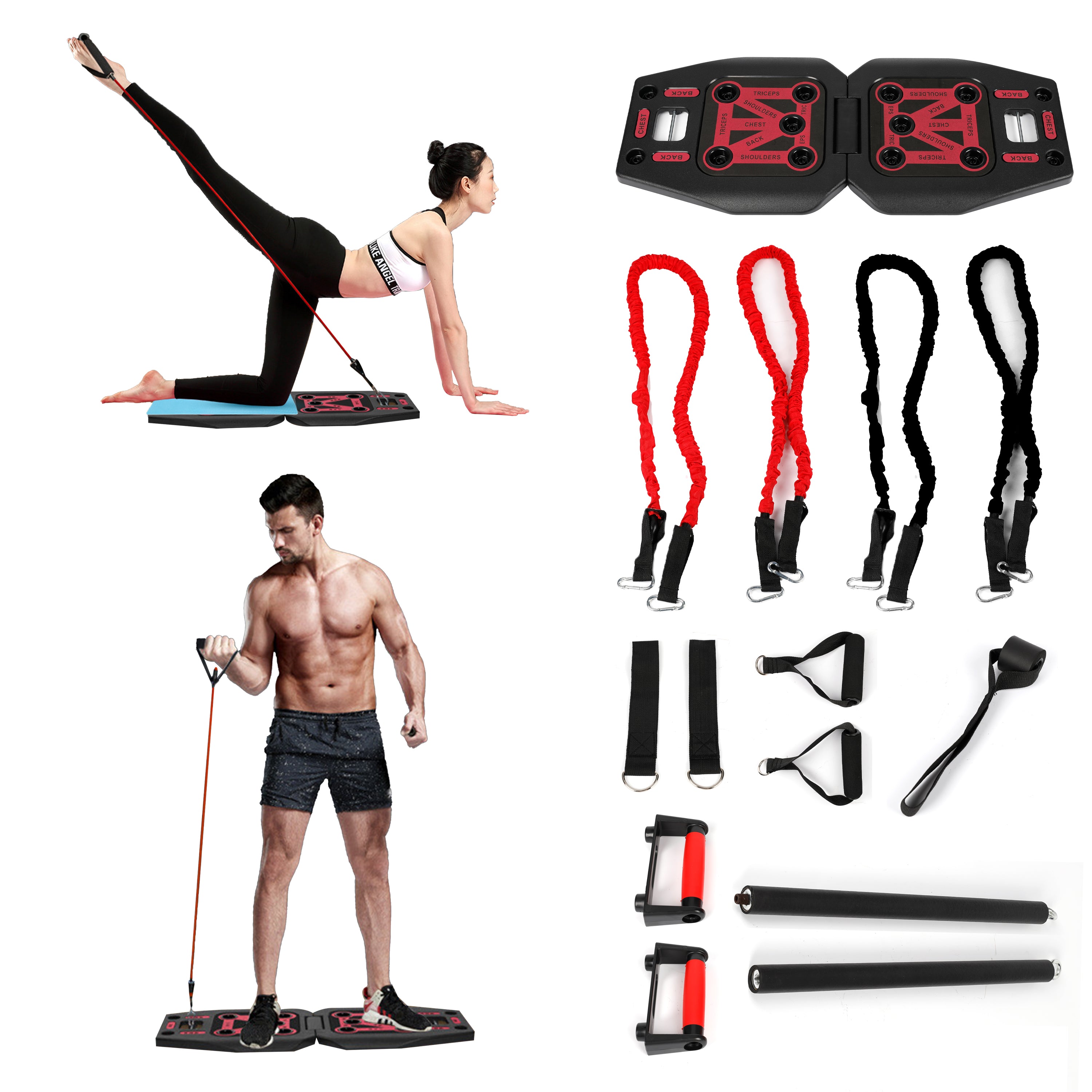 9 in 1 Push Up Rack Board System Fitness Workout Train Gym Exercise.