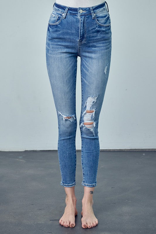 HIGH RISE ANKLE SKINNY JEANS - Life's Fun Treasures