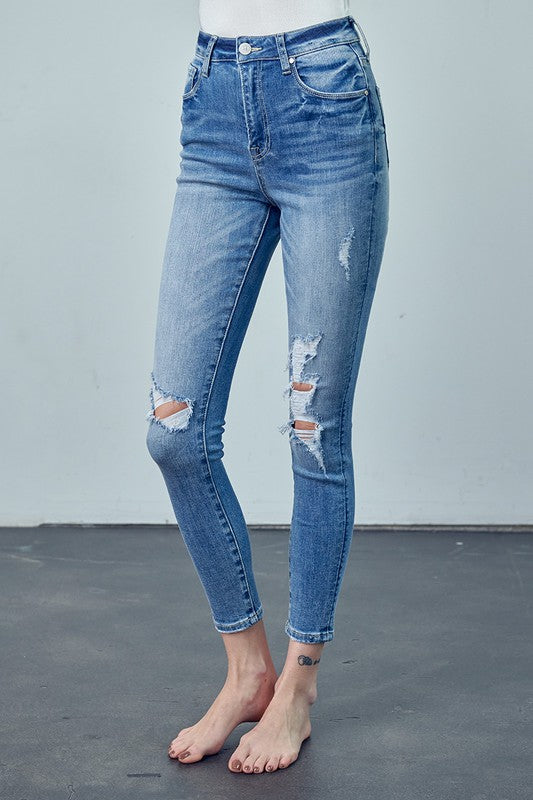 HIGH RISE ANKLE SKINNY JEANS - Life's Fun Treasures