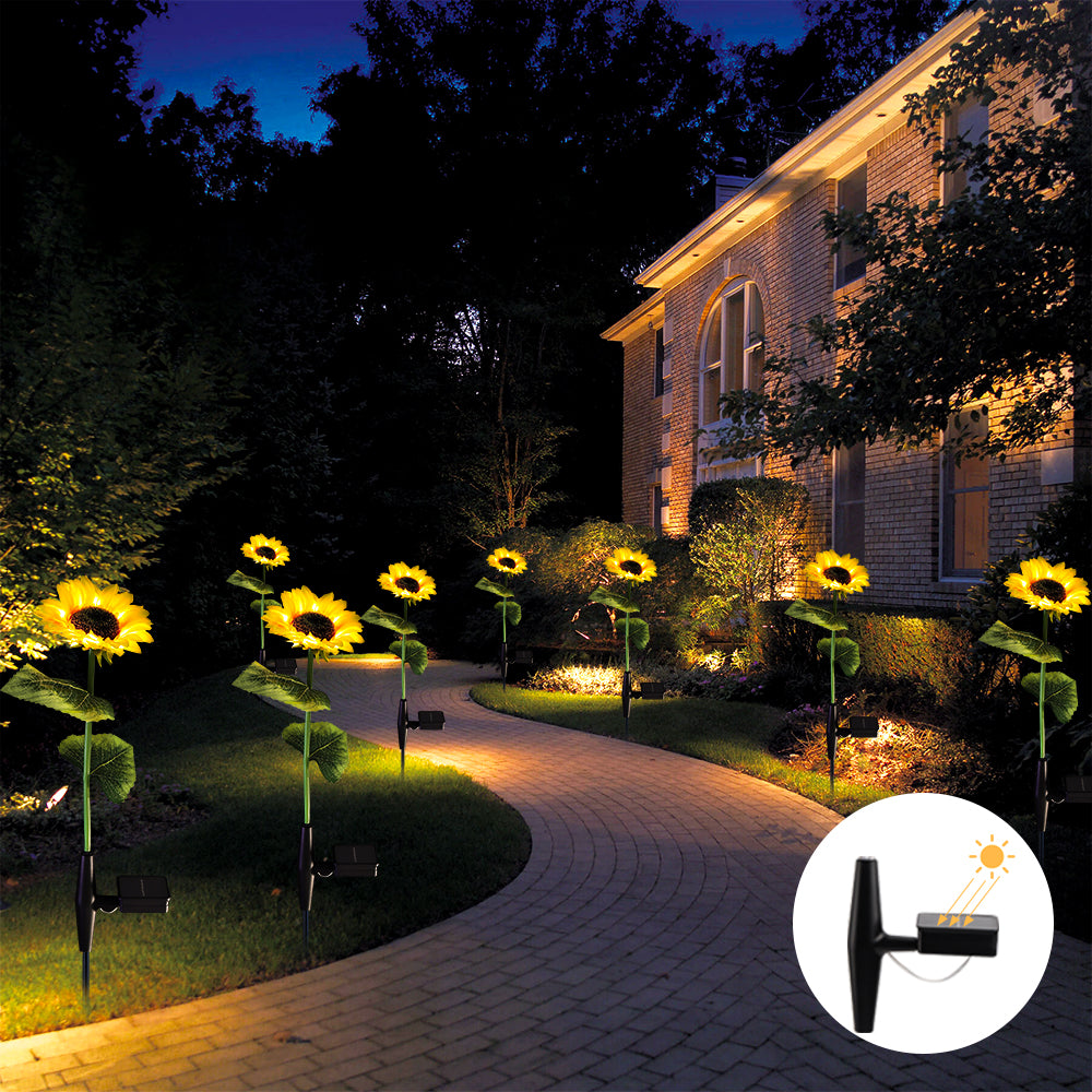 Solar Powered Sunflower Flowers Lights(2 Packs) - Life's Fun Treasures