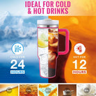 40 Oz Tumbler With Handle Straw Insulated, Stainless Steel Spill Proof Vacuum Coffee Cup Tumbler With Lid Tapered Mug Gifts For Valentine Lover Suitable For Car Gym Office Travel.