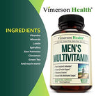 Multivitamin For Men - Complete Mens Multivitamins & Multiminerals With Vitamin A, C, D, E, B12, Zinc & More Essential Vitamins For Men - Mens Vitamins For Energy, Focus, And Mens Health. 60 Capsules.