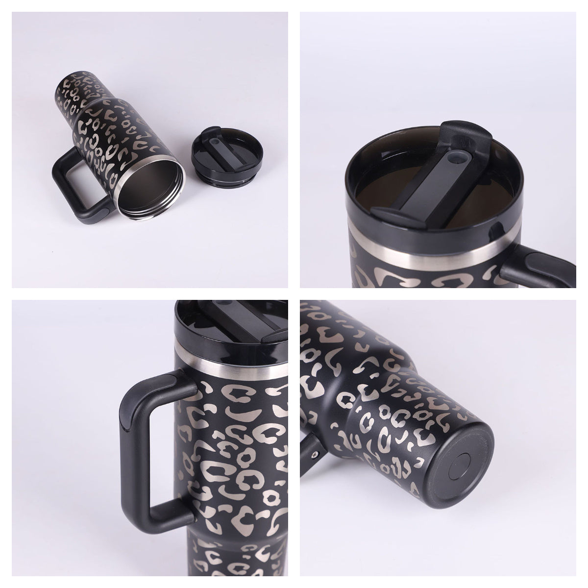 40 Oz Tumbler With Handle Straw Insulated, Stainless Steel Spill Proof Vacuum Coffee Cup Tumbler With Lid Tapered Mug Gifts For Valentine Lover Suitable For Car Gym Office Travel.