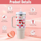 40 Oz Tumbler With Handle Straw Insulated, Stainless Steel Spill Proof Vacuum Coffee Cup Tumbler With Lid Tapered Mug Gifts For Valentine Lover Suitable For Car Gym Office Travel.