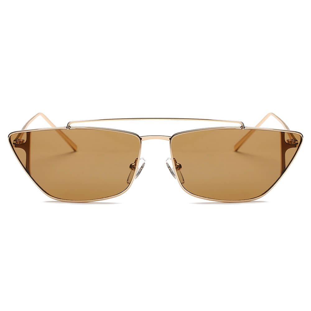 ESTEVAN | Women Metal Retro Flat Lens Rectangular Sunglasses - Life's Fun Treasures