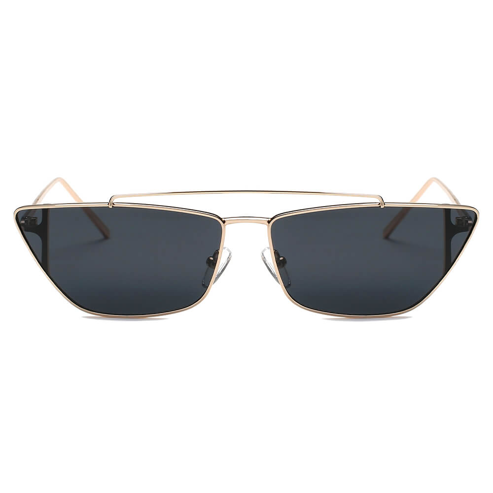 ESTEVAN | Women Metal Retro Flat Lens Rectangular Sunglasses - Life's Fun Treasures