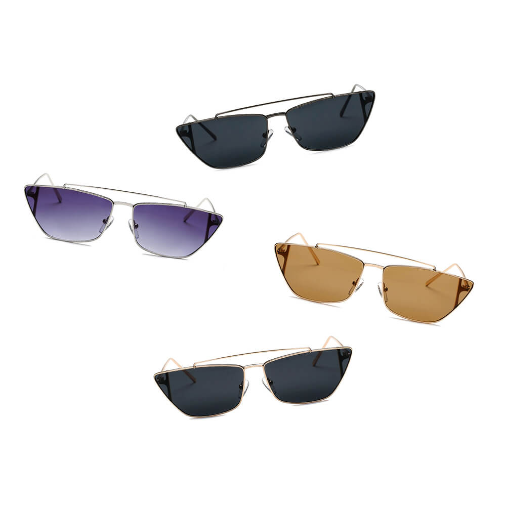 ESTEVAN | Women Metal Retro Flat Lens Rectangular Sunglasses - Life's Fun Treasures