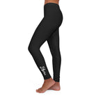 Womens Black Fitness Leggings Black and White Abstract Mama Pattern - Life's Fun Treasures