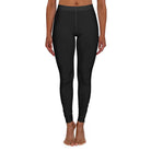 Womens Black Fitness Leggings Black and White Abstract Mama Pattern - Life's Fun Treasures