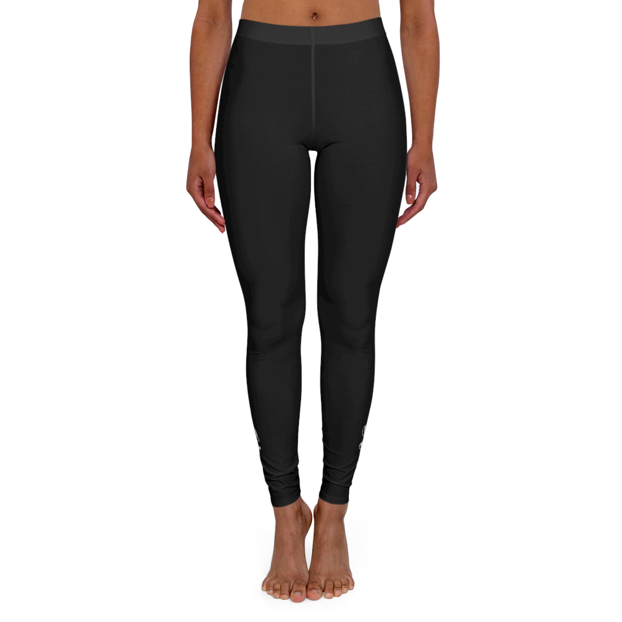 Womens Black Fitness Leggings Black and White Abstract Mama Pattern - Life's Fun Treasures