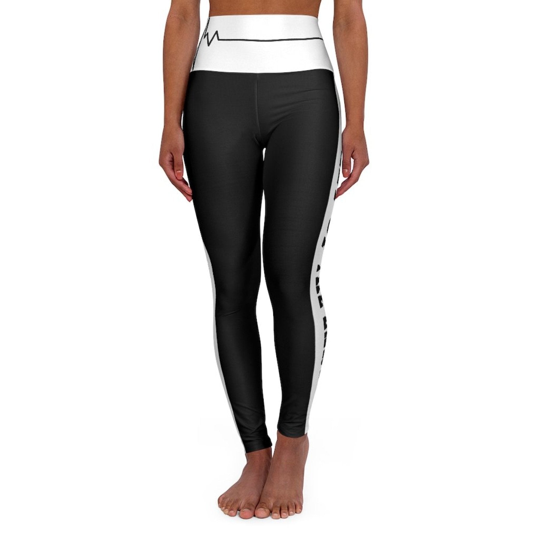 Womens High-waist Fitness Legging Yoga Pants - Black White Salt of the.