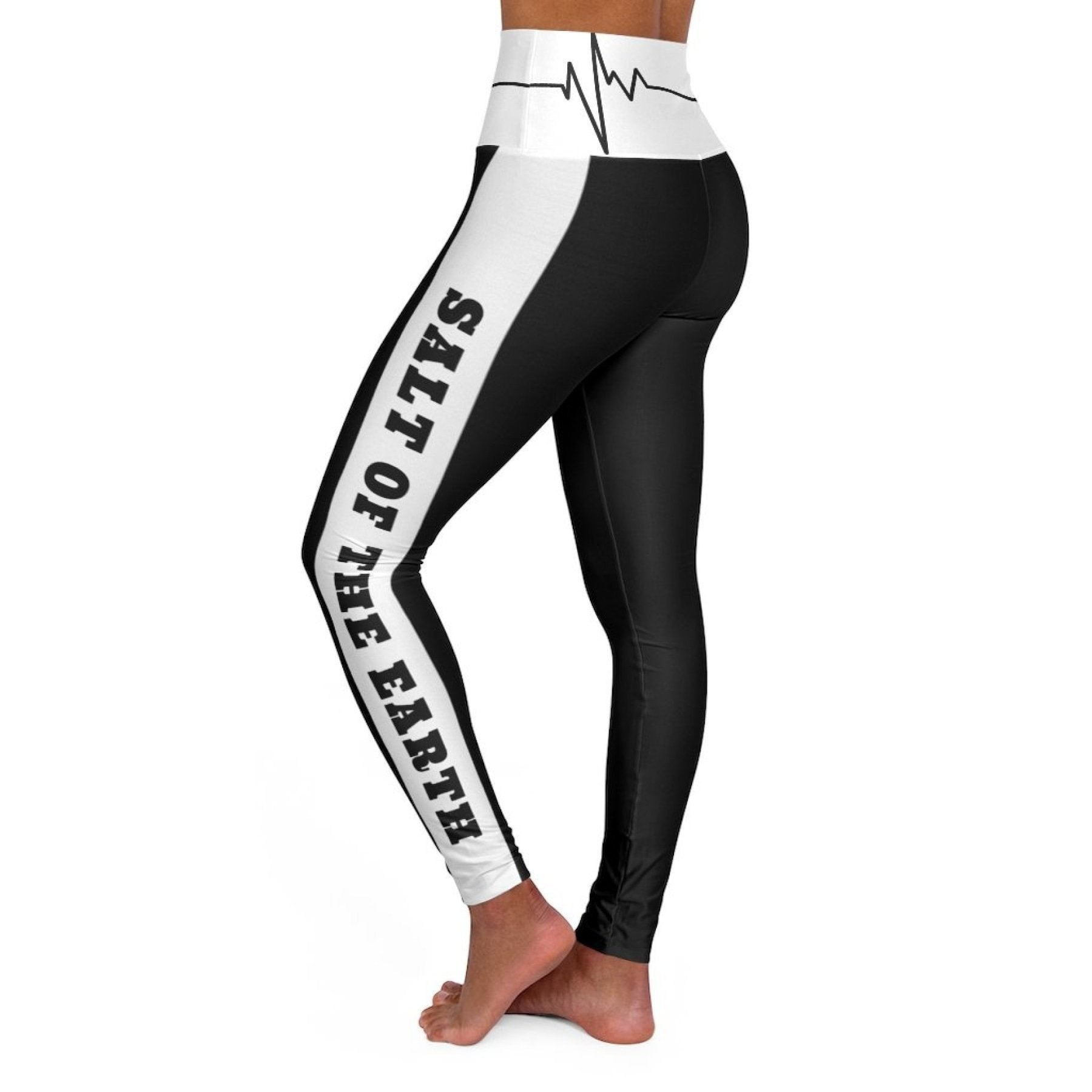 Womens High-waist Fitness Legging Yoga Pants - Black White Salt of the.
