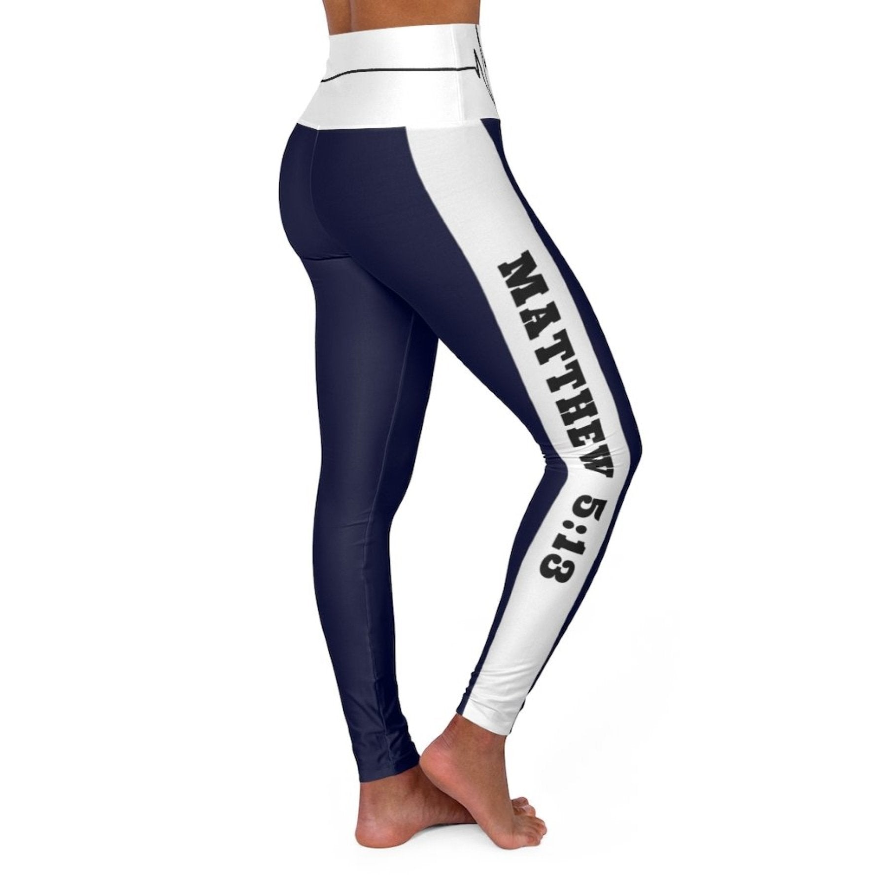 Womens High Waist Fitness Leggings - Navy Blue Salt of the Earth - Life's Fun Treasures