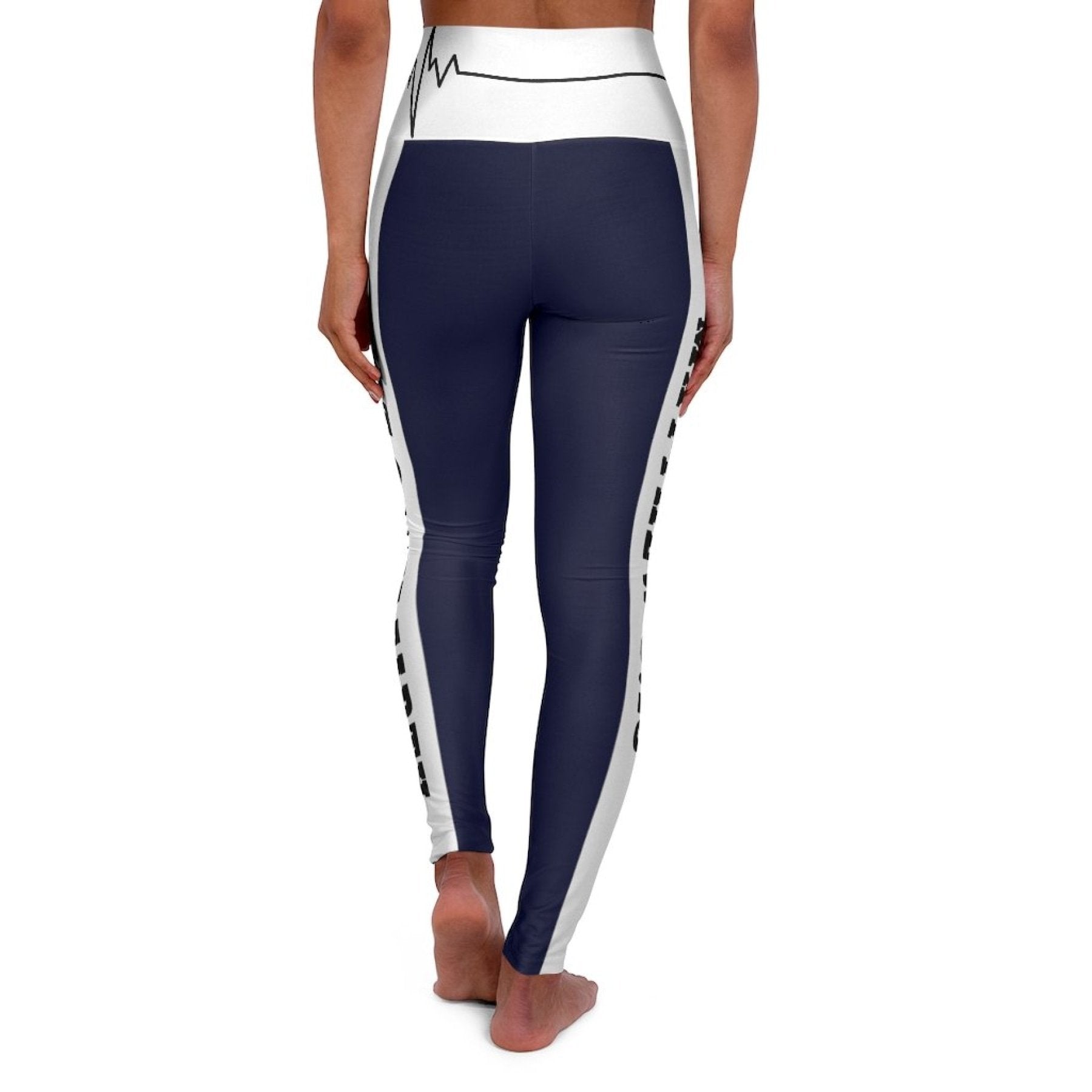 Womens High Waist Fitness Leggings - Navy Blue Salt of the Earth - Life's Fun Treasures