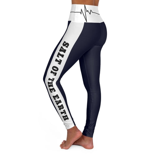 Womens High Waist Fitness Leggings - Navy Blue Salt of the Earth - Life's Fun Treasures