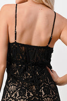 Elegant Black Lace Maxi Dress with Side Slit - Life's Fun Treasures
