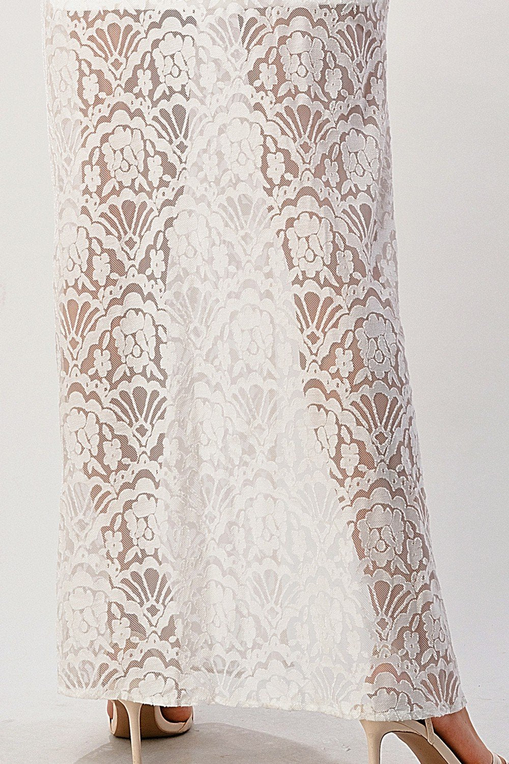 Elegant Black Lace Maxi Dress with Side Slit - Life's Fun Treasures