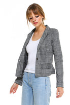 Classic Plaid Fitted Blazer - Life's Fun Treasures