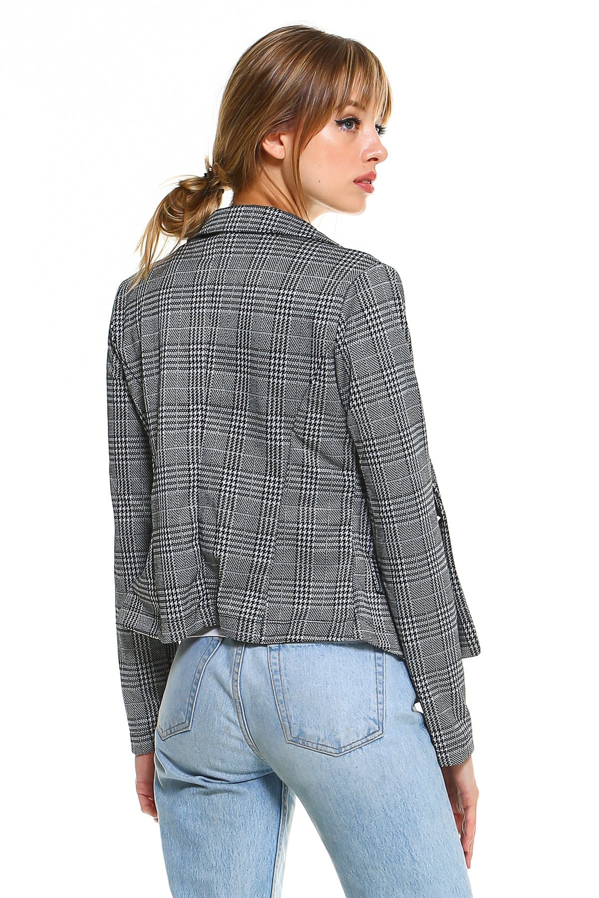 Classic Plaid Fitted Blazer - Life's Fun Treasures