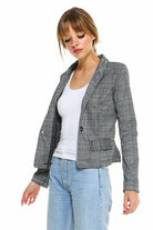Classic Plaid Fitted Blazer - Life's Fun Treasures
