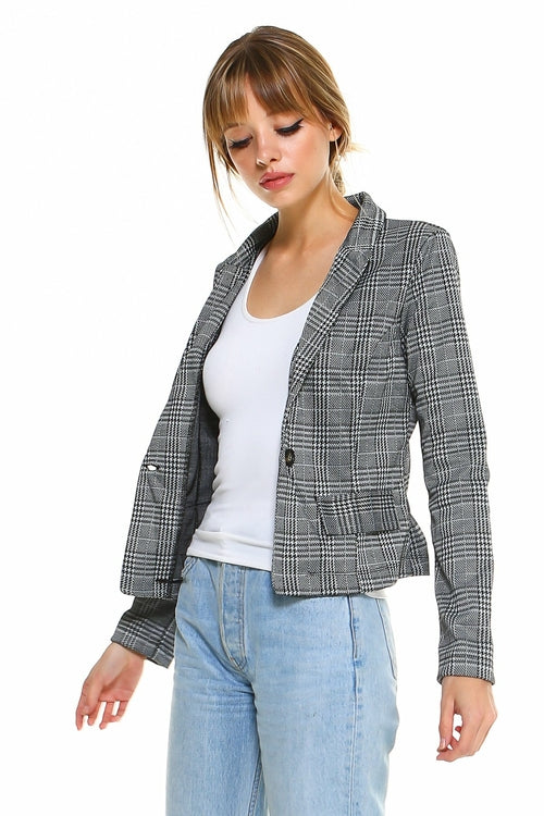 Classic Plaid Fitted Blazer - Life's Fun Treasures