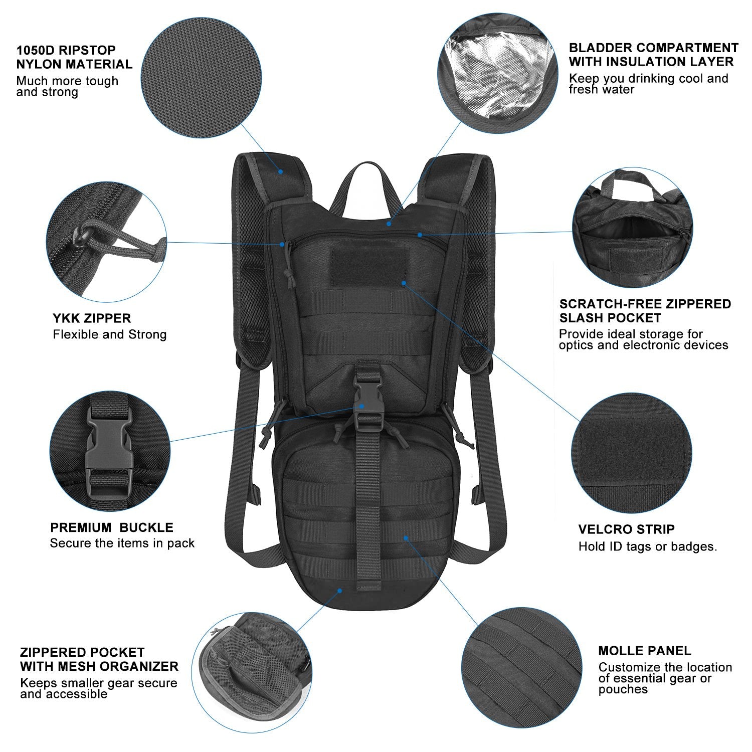 Tactical Hydration Backpack with 2.5L Bladder and Thermal Insulation - Life's Fun Treasures