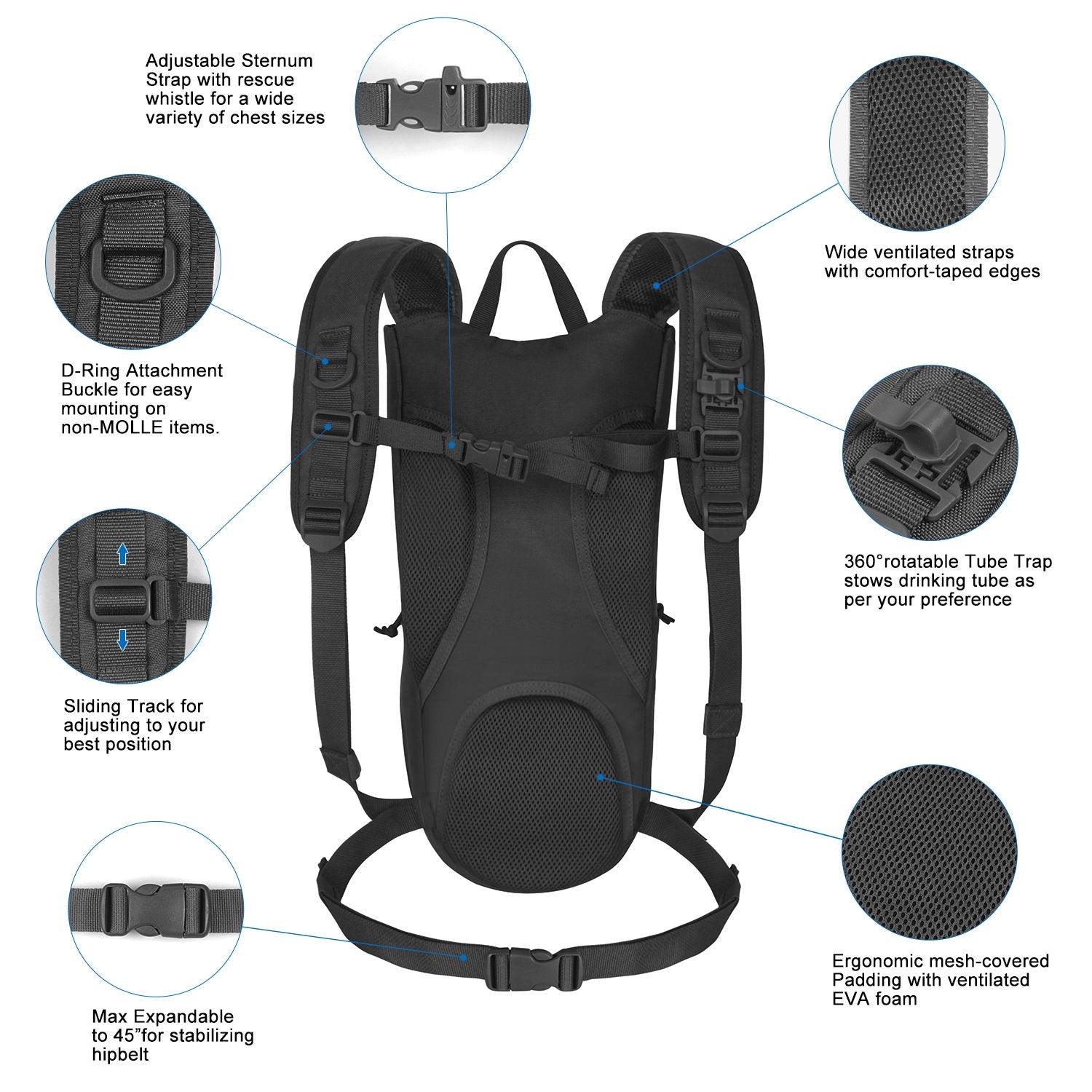 Tactical Hydration Backpack with 2.5L Bladder and Thermal Insulation - Life's Fun Treasures